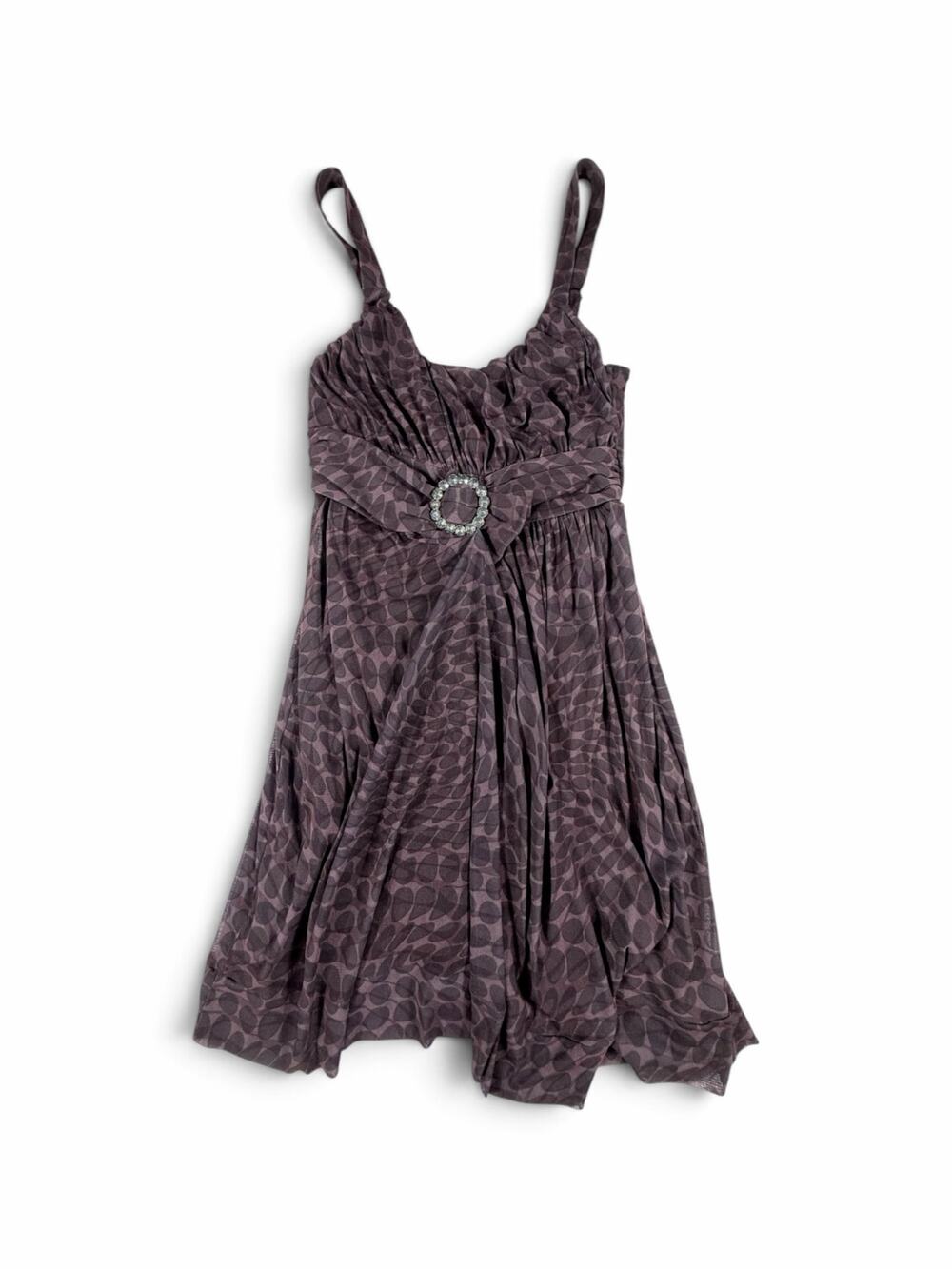 Weston Wear Dress Purple Abstract Print Rhinestone Buckle Fit & Flare Small